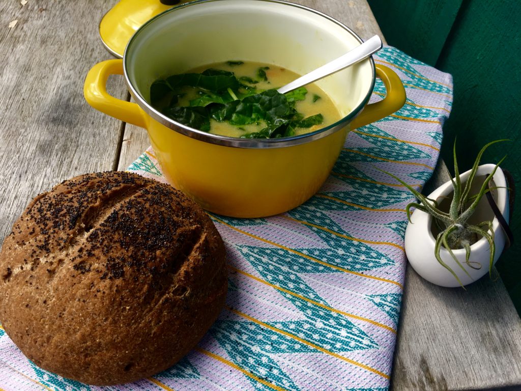 Savory Organic Chicken and Gnocchi Soup in soothing Bone Broth